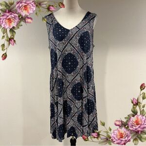 Style & Co Paisley print sleeveless v-neck a-line stretchy mini Dress size large